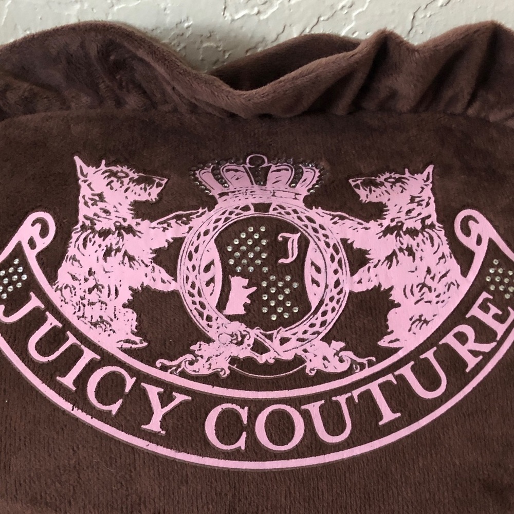 NWT Juicy Couture Chocolate Velour Cosmetic Bag w/ Travel Bottle - Picture 2 of 6